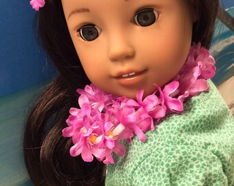 American Made Doll Clothing-Aloha From Hawaii 1940 Shorts, Top, and Lei for 18Inch Dolls