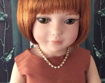 American Made Girl Doll Clothing-Custom Couture Silk Dress and Rhinestone Necklace for 18 Inch Dolls Like Robert Tonner's "My Imagination"™