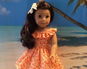 American Made Girl Doll Clothing-Aloha Dress, Sandals, and More for 18 Inch Dolls