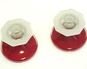 Vintage art deco red white glass candle stick holders a pair lighting treasuresRtimeless vintage red white candle holders, houseware
