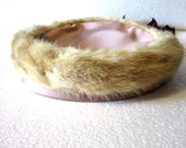 Vintage ladies Satin Mink Pill Box  Hat ladies hat pill box mink  Vintage Tea time hat treasuresRtimeless