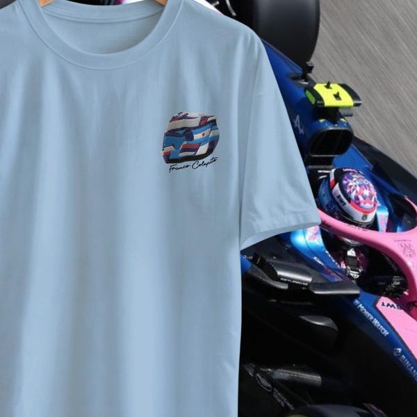 Colapinto F1 Helmet Shirt, Embroidered Motorsport Tee