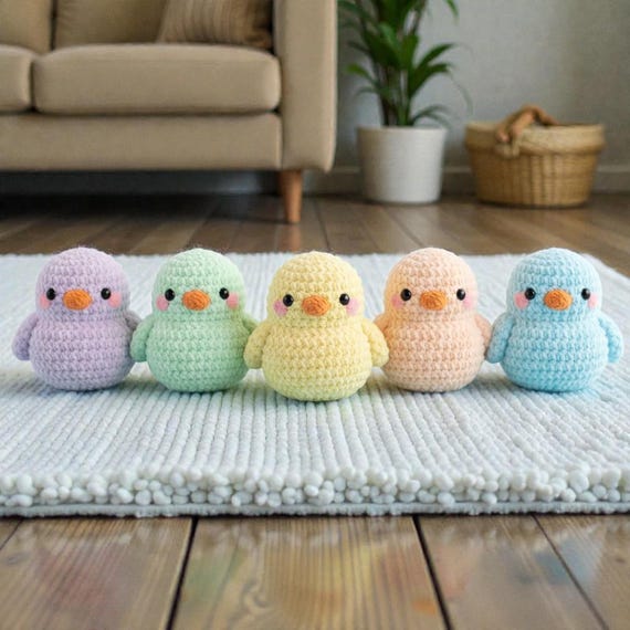 Easter Chick Amigurumi Crochet Patterns, Baby Bird Crochet Animal, Pastel Spring Decor, Easter Basket Filler, Cute Chick Crochet Toy Pattern