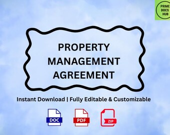 Editable Property Management Agreement Template (Digital Download)