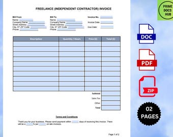 Freelancer Invoice Template: Editable Billing Form (Word, Excel, PDF)