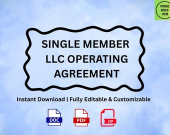 Single Member LLC Contract – Legal & Customizable Template