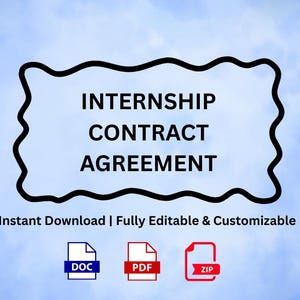 Editable Internship Agreement Template: US Letter & A4 (Digital Download)