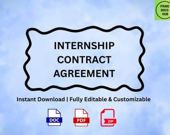 Editable Internship Agreement Template: US Letter & A4 (Digital Download)
