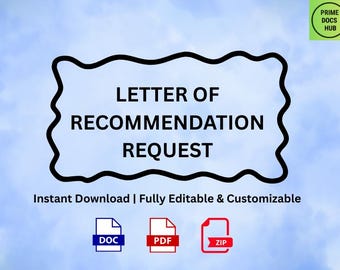 Editable Letter of Recommendation Request Template (MS Word, PDF, Google Docs)