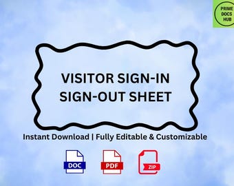 Visitor Sign-in Sign-out Sheet – Track and Manage Facility Visitors ( DOCX & PDF )