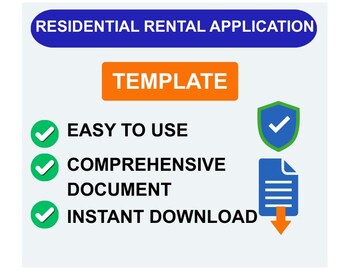 Residential Rental Application Template – Tenant Screening & Information Form , Instant Download Template (DOCX , PDF)