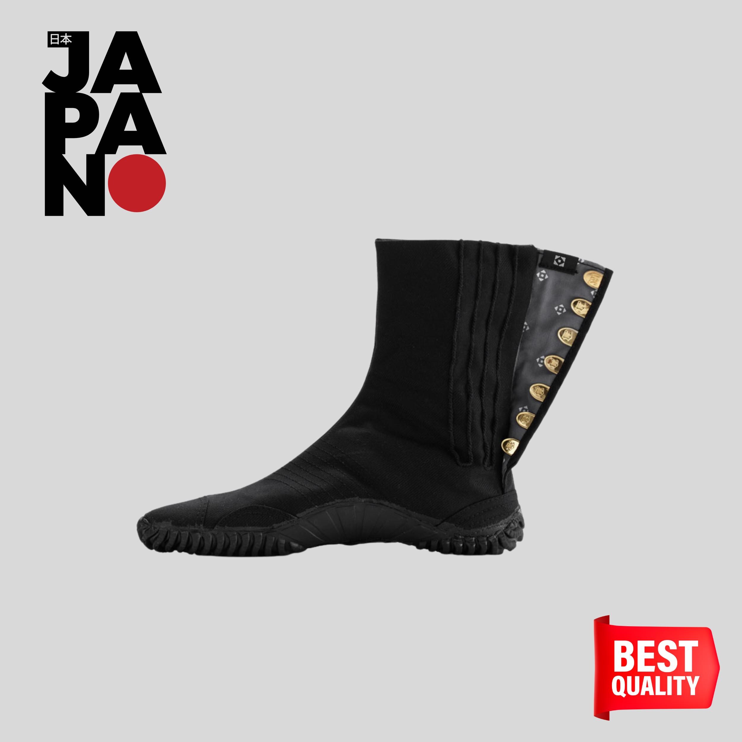 Traditional Japanese Tabi Boots Jikatabi Black - 7 Clasps, Short