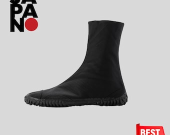 Traditional Japanese Tabi Boots Jikatabi Black - 7 clasps, Short