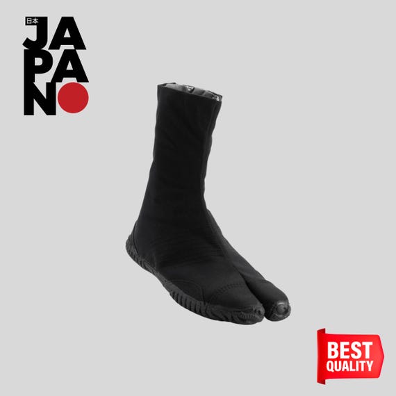 Traditional Japanese Tabi Boots Jikatabi Black - 7 Clasps, Short