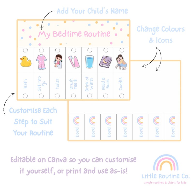 Printable Bedtime Routine Flip Chart for Kids – Customisable Night ...