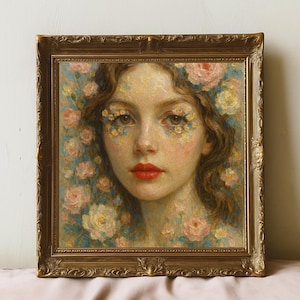 Victorian woman portrait eclectic vintage wall art print dark academia moody printable wall art feminine home decor digital download
