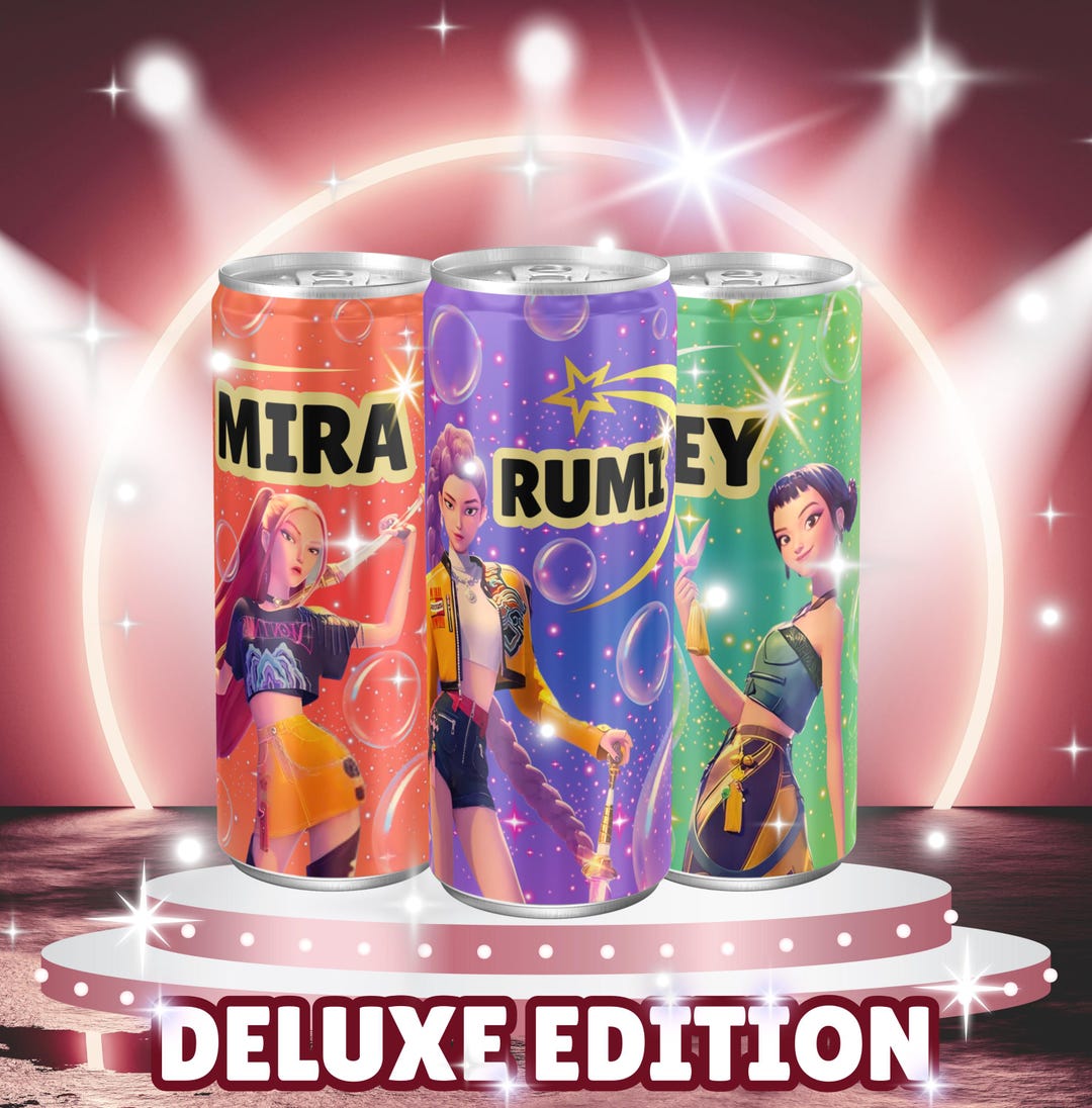 3 Kpop Demon Hunters Soda Can Labels For 12oz Slim Cans Mira Rumi Zoey 