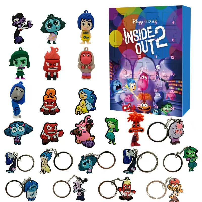Discover 24Pcs Disney Inside Out 2 Anime Movie Figure Countdown Christmas 2D Advent Calendar, Toy Box Kids Cute Children's Doll Holiday Gifts