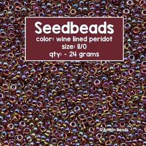 Miçangas japonesas Miyuki tamanho 11/0, brilho peridoto revestido de vinho, código # 11-336