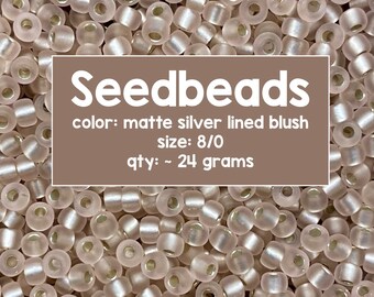 Size 8/0 Japanese Miyuki Seedbeads, Matte Silver-Lined Blush, Code # 8-23F