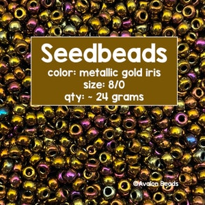 Size 8/0 Japanese Miyuki Seedbeads, Metallic Gold Iris, Code # 8-462