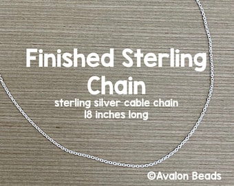 Finished Sterling Cable Chain, 18 Inches Long, With Lobster Clasp