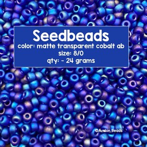 Size 8/0 Japanese Miyuki Seedbeads, Matte Transparent cobalt AB, Code # 8-151FR
