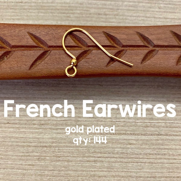 French Earwires, Gold Plate, 144 Pieces