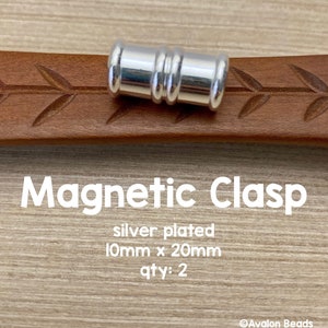 Magnetic Bamboo Clasp, Silver Plate, 10x20mm, Two Clasps