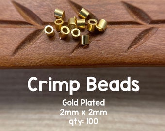 Cuentas de engarce chapadas en oro: 2 mm, suministros para bisutería (100 piezas)