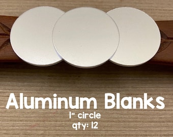 Aluminum Round Circle Silver Blanks, 1", 12 Pieces