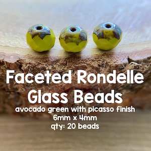Ondoorzichtige avocadogroen met gefacetteerde Picasso-glaskralen, 4 x 6 mm, 20 kralen