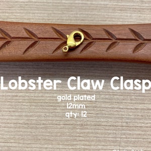 Lobster Clasps, Gold Plated Lobster Clasp, 12mm, 12 Pieces