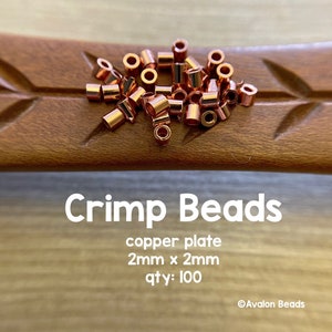 Copper Plated Crimp Beads, 2x2mm, 100 Pieces