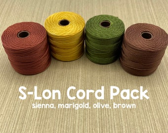 S-Lon Nylon Cord Pack, Tex 210, 4 Spools, Brown, Sienna, Olive, & Marigold