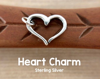 Sterling Silver Heart Charm, 14x17mm