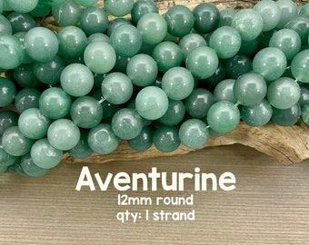 Aventurine Gemstone Beads, 12mm Round, 15"-16" Strand