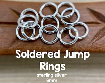 Sterling Silver Soldered Jump Rings, 6mm, 20 Pieces