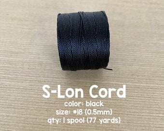 S-Lon Nylon Cord, Tex 210, Black, 77 Yards
