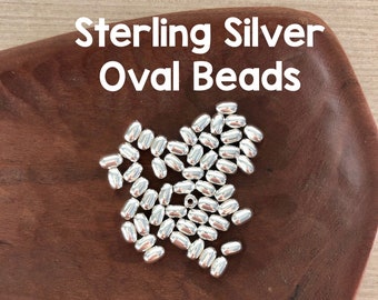 Sterling Silver Beads, Oval Beads, 3x4.5mm, 20 Pieces