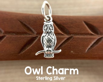 Sterling Silver Owl Charm, 10x16mm, With Ring