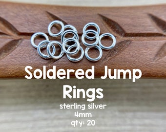 Sterling Silver Soldered Jump Rings, 4mm, 20 Pieces