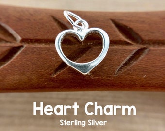 Sterling Silver Heart Charm, 12mm