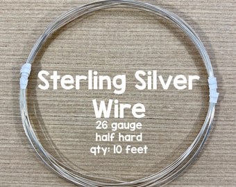 26 Gauge Sterling Silver Wire, Half Hard Wire, 10 Feet