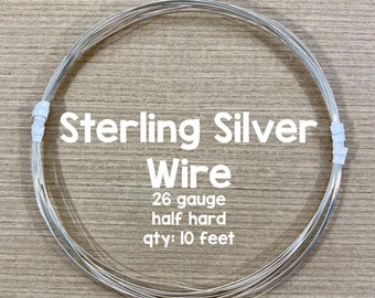 26 Gauge Sterling Silver Wire, Half Hard Wire, 10 Feet