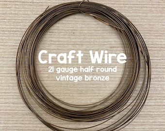 21 Gauge Half Round Vintage Bronze Wire, 7 Yards