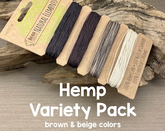 Hemp Cord Variety Pack, 4 Colors: Browns & Beiges, Macrame Cord