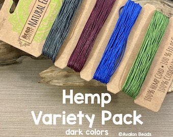 Hemp Cord Variety Pack, 4 Colors: Dark Colors, Macrame Cord