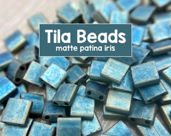 Tila Beads,  Miyuki Japanese Seedbeads, Matte Patina Iris, Code # TL2008, Double-Drilled Beads, 2 Holes