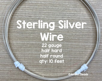 Sterling Silver Wire, 22 Gauge, Half Round, Half-Hard, 10 Feet